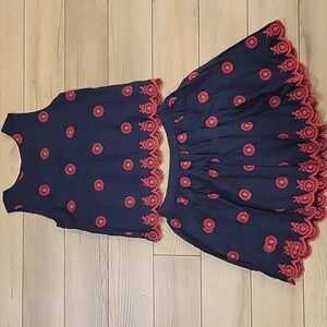 Gap Kids Matching Navy & Pink Embroidered Top & Skirt w/ Scallop Edge Size XL